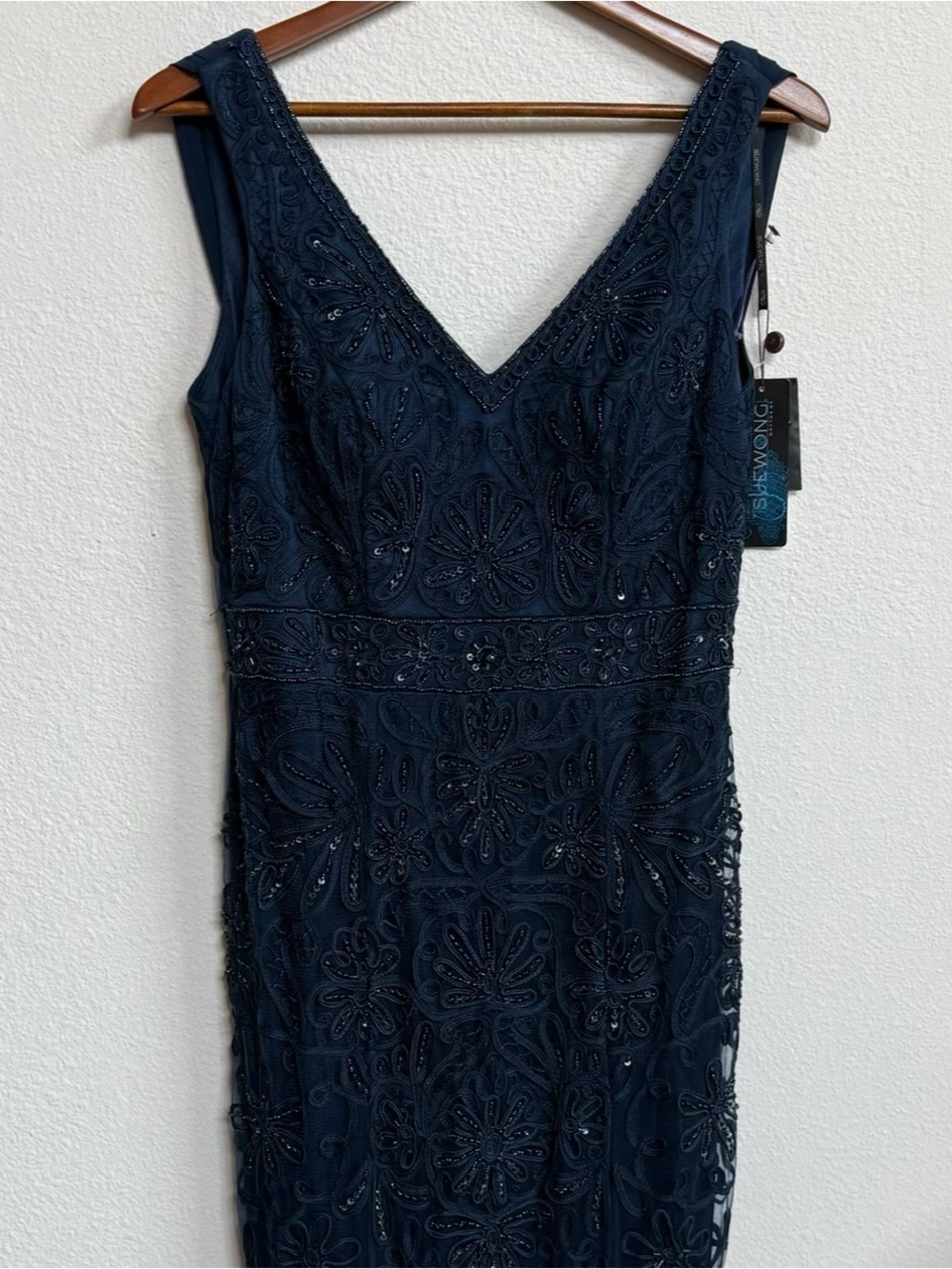 Sue Wong Navy Beaded and Embroidered Evening Dress - Vintage NWT
